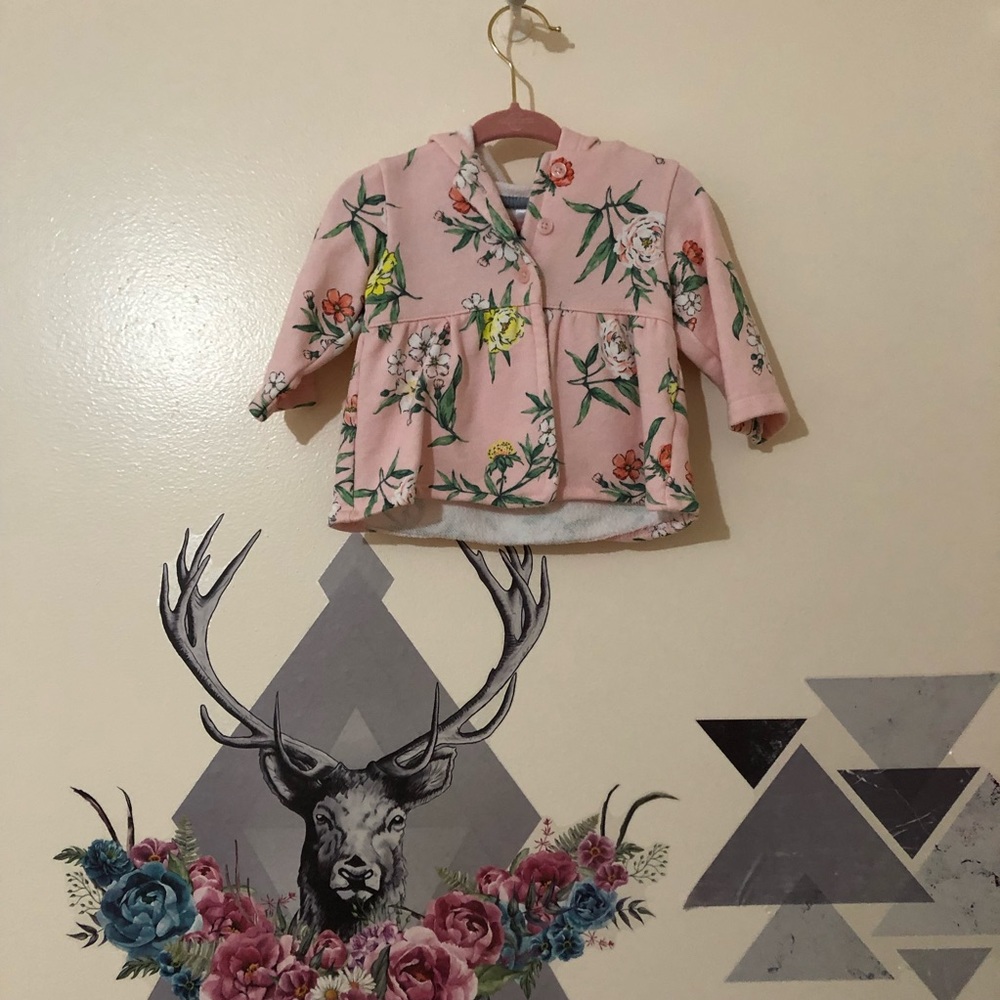Carters | Pink Floral Sweatshirt Hoodie sz 3m
